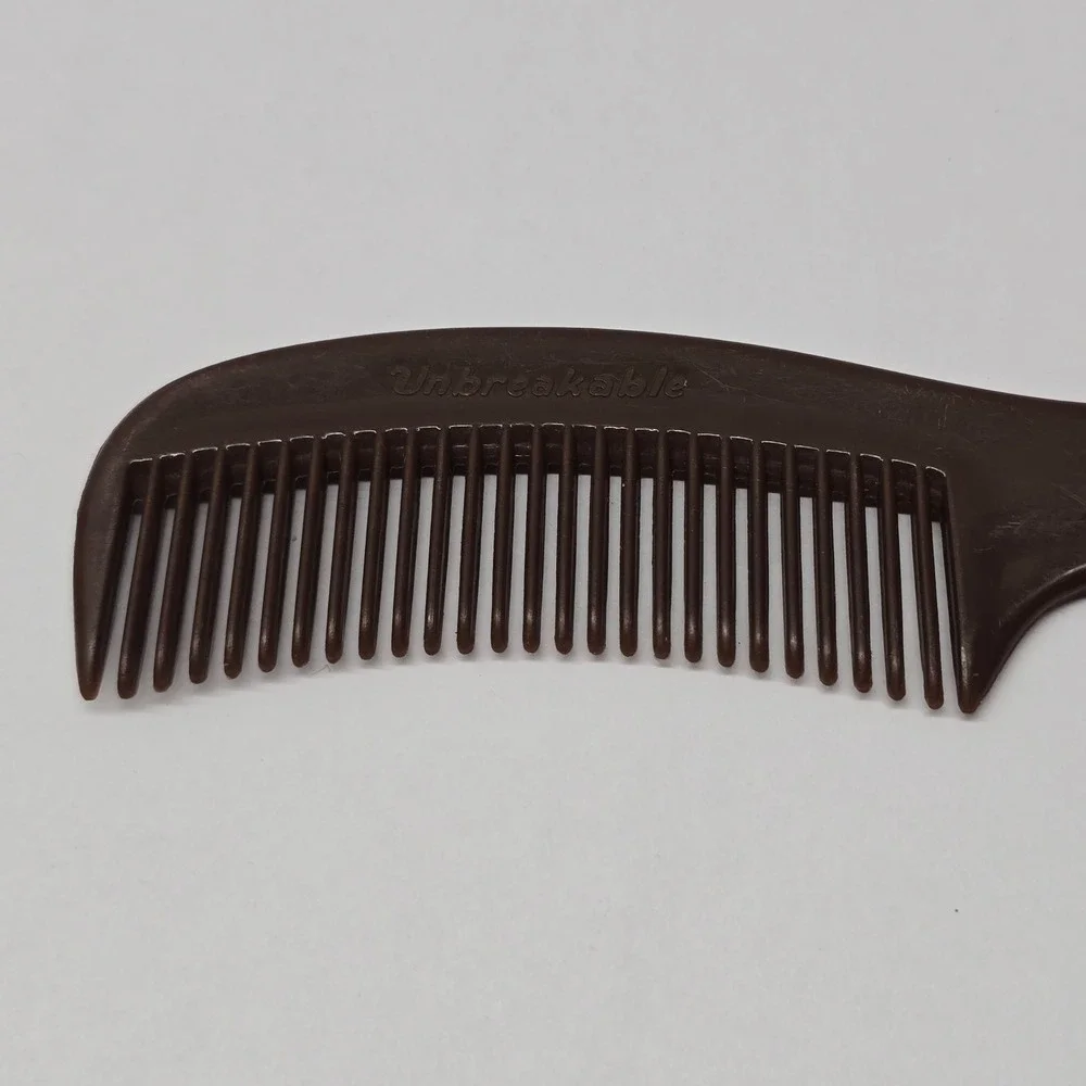 Vintage Unbreakable Brown Pocket Comb With‎ Handle Made In USA 6